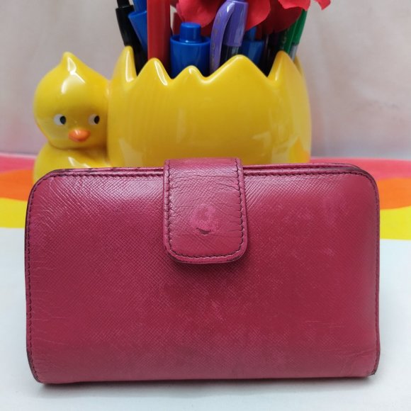 Prada Red Leather Credit Card Bifold Wallet - Picture 4 of 16